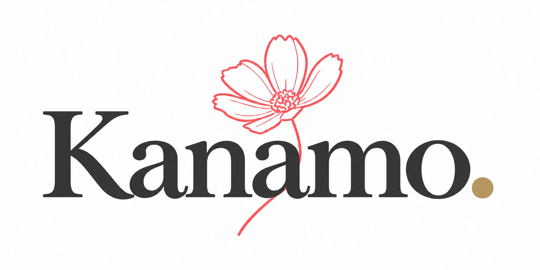 Kanamo. コスモスの花をあしらったロゴ